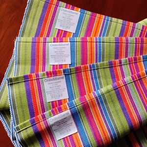 Crate & Barrel "Prism" Vibrant Multicolor Stripe 14 x 19 Placemats Set Of 4 NWT